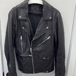 Men's Black Leather Moto Jacket - Classic Biker Style